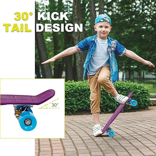 Miniatura 6 de SISIGAD Monopatín para niños  Monopatín para principiantes de 22 pulgadas para niños y niñas  El mejor regalo para edades de 4 a 6  6 a 12 años y