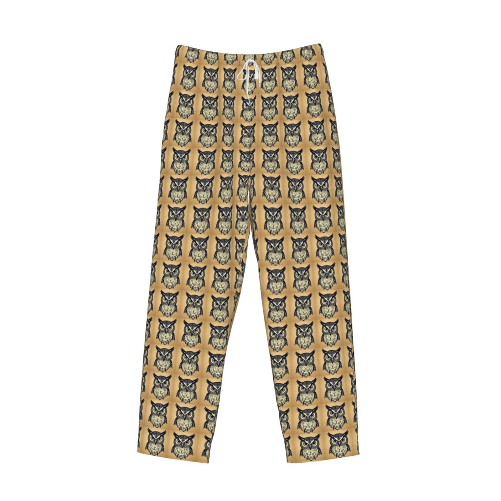 Pigiama da uomo con stampa di gufi, abbigliamento da notte, comodo, caldo, leggero, per tutti i giorni