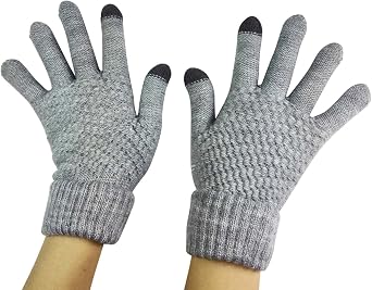 Womens Winter Hat and Gloves Set for Girls Wool Knit Skull Cap with Visor