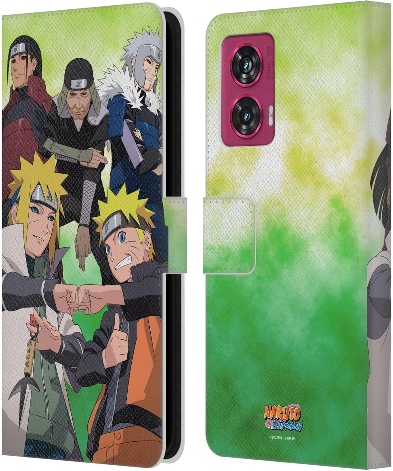 Head Case Designs Officially Licensed Naruto Shippuden Hokage Group Key Art Leather Wallet Case Compatible with Motorola Edge 50 Fusion