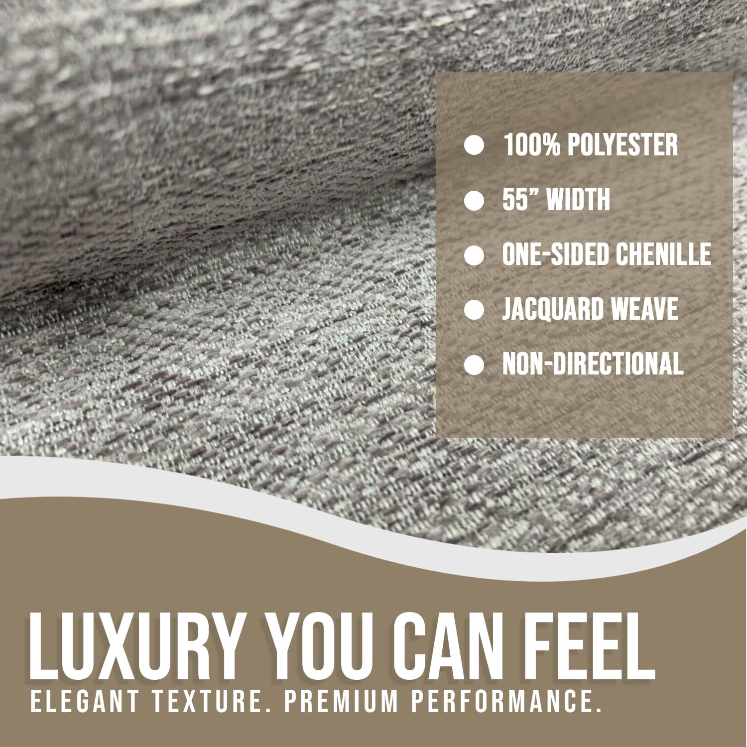 Kinsley Fabrics Whisper Coconut Husk 1 Yard - Water Cleanable Stain Resistant, 100% Polyester, Alta Finish, 55" Width, Non-Directional, Jacquard Weave, Durable Upholstery Fabric