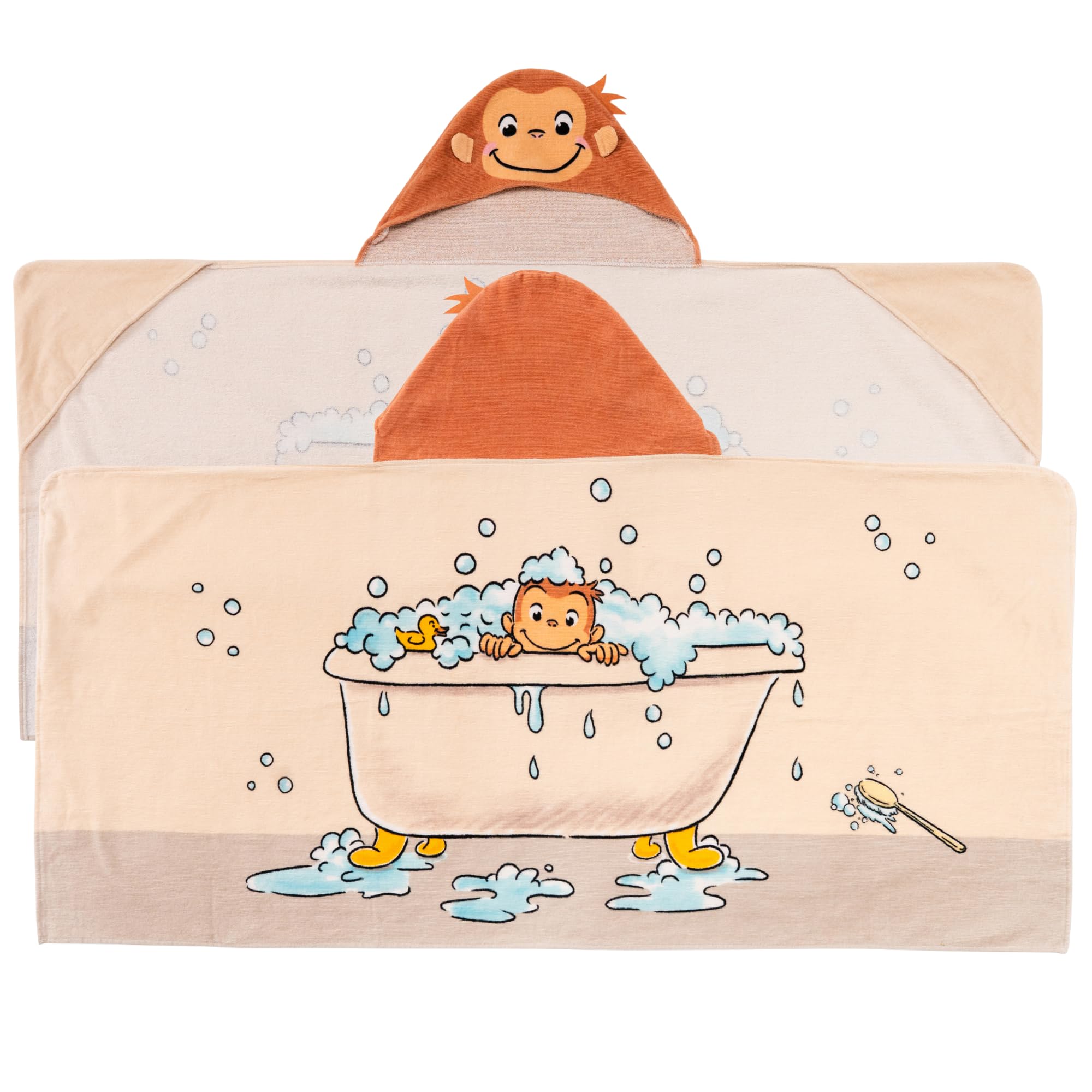 Curious George Monkey Kids Super Soft Bath/Pool/Beach Soft Cotton Terry Hooded Towel Wrap, 24 in x 50 in, Mario & Luigi, (100% Officially Licensed Product) By Franco