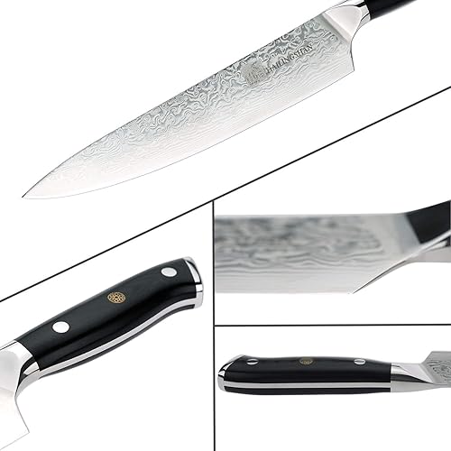 Miniatura 2 de Qin Dynasty Series - Cuchillo de cocina profesional de 9.6 pulgadas, cuchillo de chef de acero de Damasco de alto carbono, cuchillo de pelar afilado