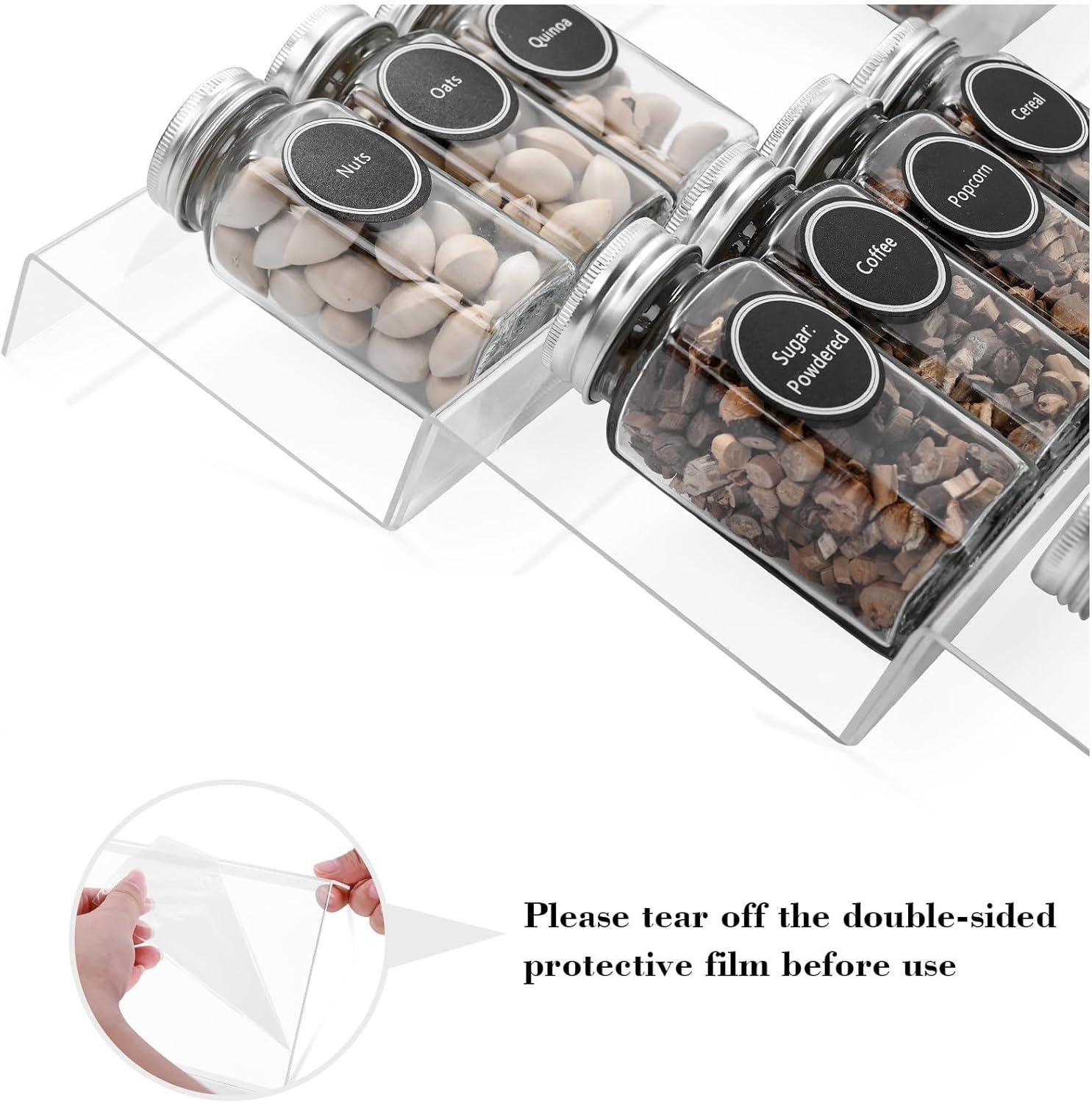 Mulush Acrylic Spice Rack Tray - Spice Drawer Organizer for Kitchen Cabinets Storage and Organization (Jars Not Included)