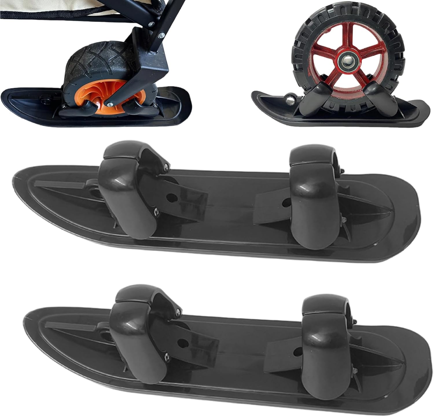2Pcs Stroller Skis, Stroller Sled Snow Skis Winter Sledge Board Attachment Multi-Purpose for Snowfields Balance Bikes Fits Wheels 4.7" to 19.7" Sporting_Goods.-