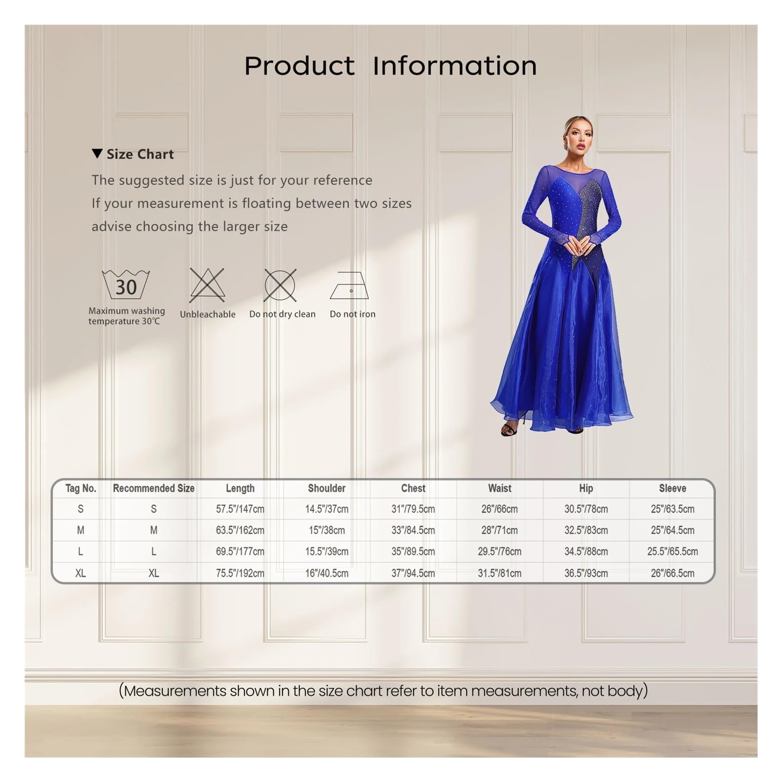 Tanzkleid Damen Damen Lyrisches Walzer-Tango-Tanzkleid, Transparentes Netz, Langärmliges Maxikleid Mit Glitzernden Strasssteinen for Bühnenauftritte