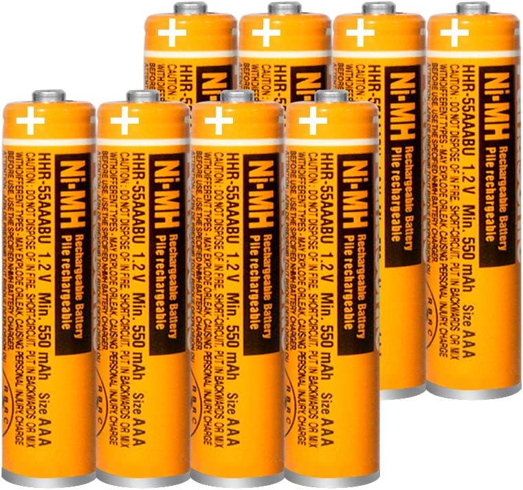 Paquete de 8 pilas AAA recargables HHR-55AAABU NI-MH para Panasonic 1,2 V 550 mAh AAA para teléfonos inalámbricos