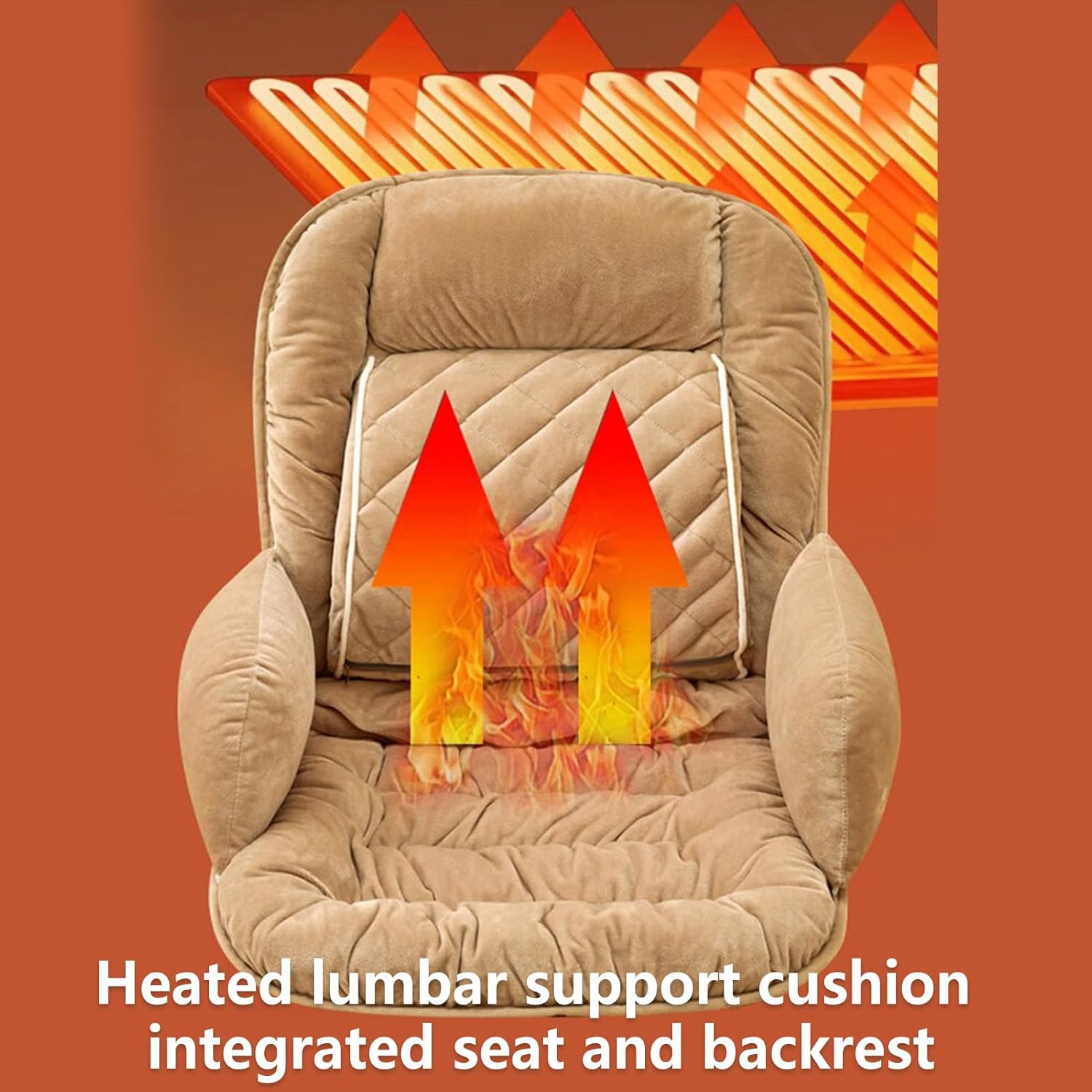 USB Heated Chair Cushion,Lumbar Support Heated Seat Pad with Armrest,3 Speeds Adjustable Backrest Warm Cushion for Home Office (Light Pink)