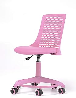 OFFICE FACTOR Kidâ€™s Chair- Adjustable Height Office School Children Desk Chair- Revolving Chair with Wheels- Breathable Back Chair for Kids, Holds up to 175 Lbs â€“ Color Pink