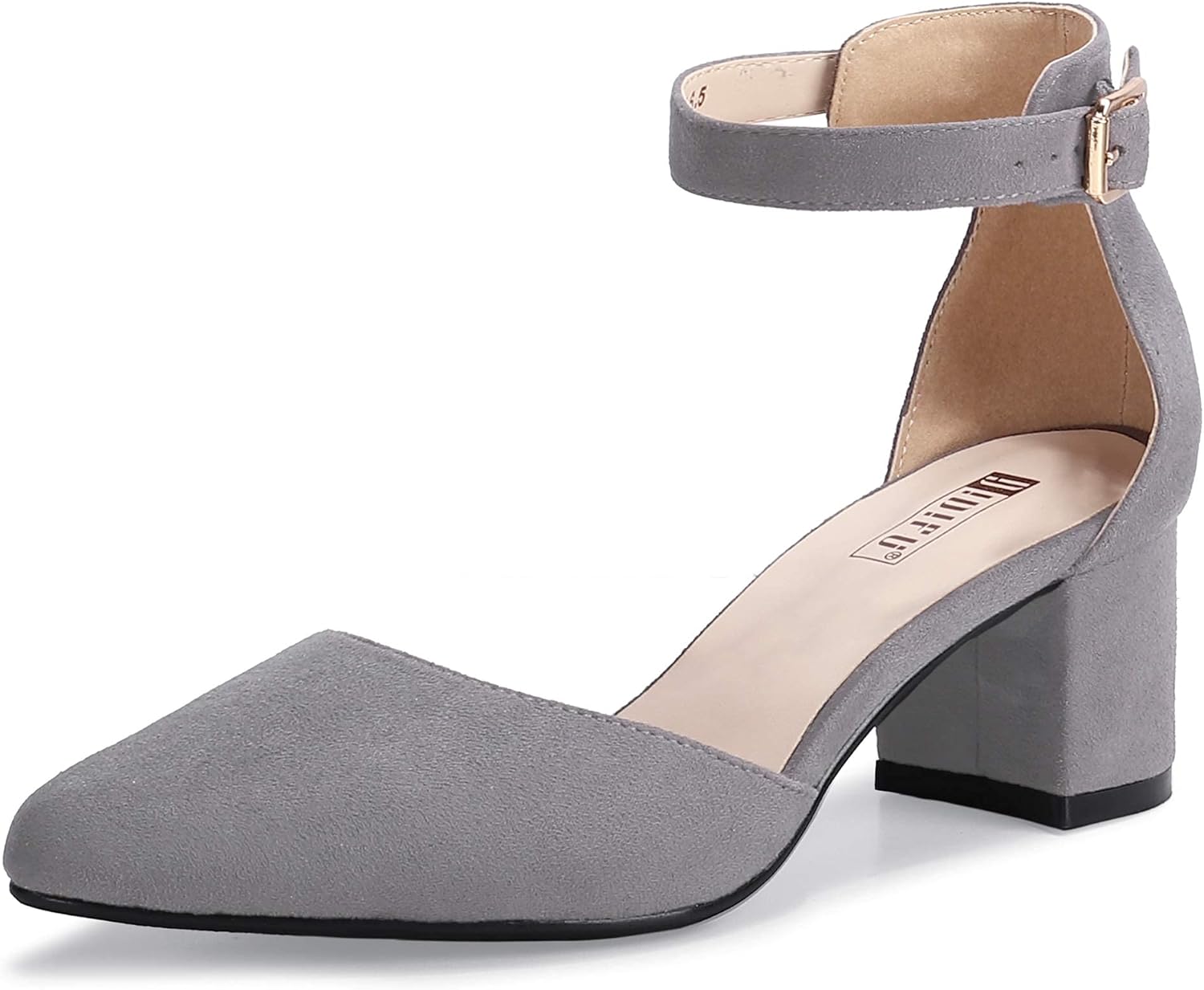 IDIFU Women's IN2 Pedazo Dress Shoes Low Block Heels Comfortable Chunky Closed Toe Ankle Strap Wedding Pumps