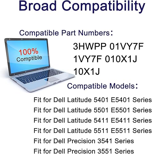 Miniatura 5 de 3HWPP - Batería de repuesto para laptop Dell Latitude 5401 5410 5411 5501 5510 5511 Precision 3541 3551 Series Notebook 03HWPP 10X1J N2NLL 1VY7F