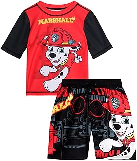Paw Patrol UPF 50+ - Conjunto de camiseta de natación y traje de baño Chase, Marshall (2T-7)