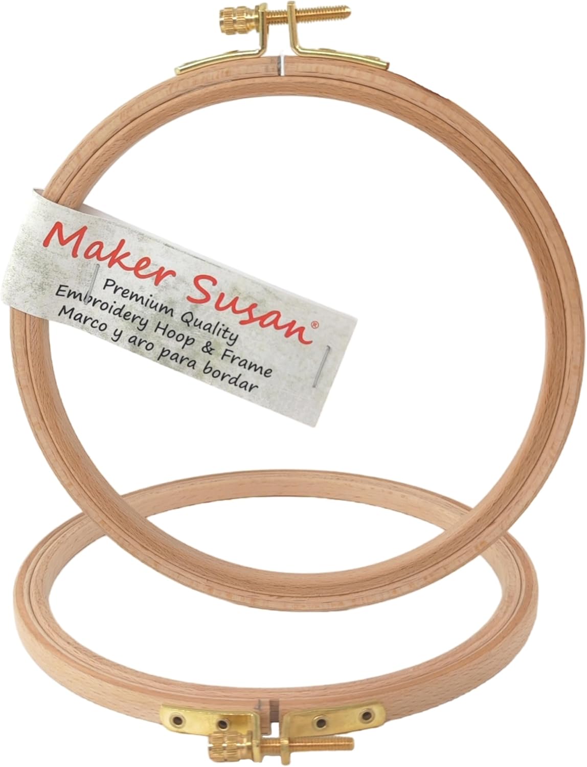 Maker Susan 11" Wood Embroidery Hoop, Round Beechwood Cross Stitch Hoop with Adjustment Brass Screw, Cross Stitch Hoops and Frames, Suitable for Embroidery, Craft Sewing (11 inch)