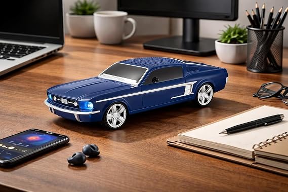 Nostaljik Araba Şeklinde Bluetooth Hoparlör, SD Kart, USB, FM Radyolu, Şarjlı Taşınabilir Speaker, Kırmızı