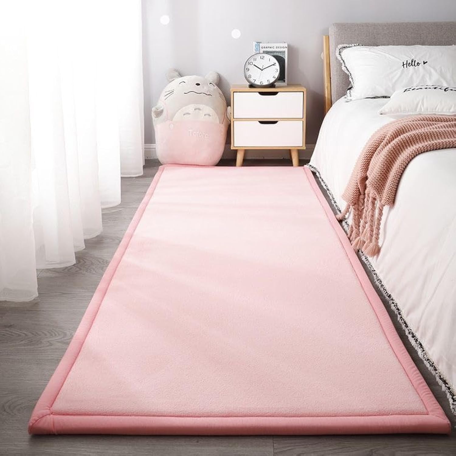 LIMOS Soft Shaggy Area Rugs，Soft Bedroom Carpets, 2cm Thick Coral Velvet Carpet ，Washable Children Play Mat Exercise Pads Carpet，Anti Slip Fluffy Rug Bedroom Bedside (Pink, 60x200cm)