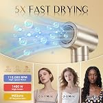 DORISILK 8 in 1 Hair Styler & Blow Dryer Brush Hair Dryer 110,000 RPM High-Speed, Ionic Hot Brush Styler Auto Wrap Curlers, Frizz-free for Fast Drying Straightening Curling Volumizing, Champagne Gold