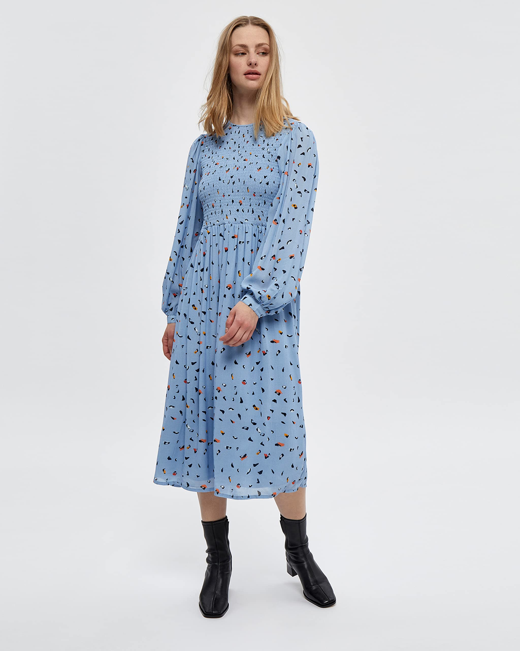 Minus Livina sukienka damska, 9367 Forever Blue Shape Print, 40