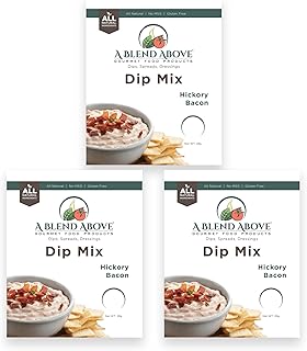 A Blend Above Hickory Bacon Dip Mix, 3 Packs, 1 oz. Each, Makes 16 Ounces, Gluten-Free, No MSG, All Natural, No Preservatives, Vegan Friendly, Keto Friendly, Vegetable Dip, Chip Dip, Low Carb, Easy to Make