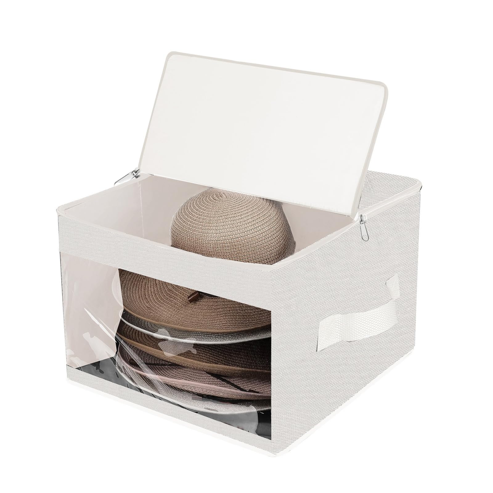 Whoasyst Space Saving Foldable Hat Keeper Box with Secure Top and Breathable Substance Protects Hats Against and Damage Hat Display Box