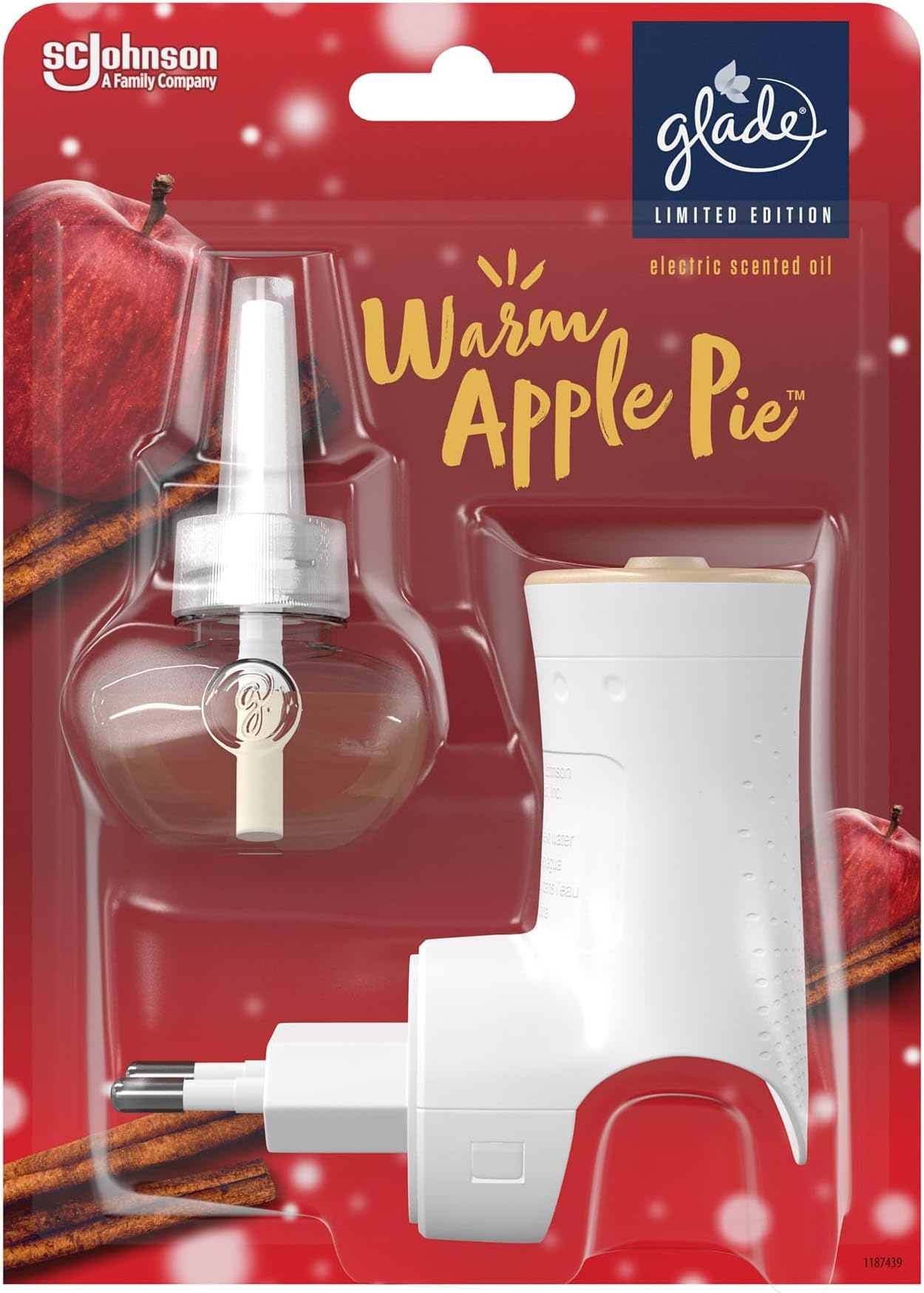 GladePlug in Air Freshener Holder and Refill, Electric Scented Oil Room Air Freshener, Warm Apple Pie, Pack of 4 Starter Kits, (4 x Holder and 4 x 20 ml Refill)