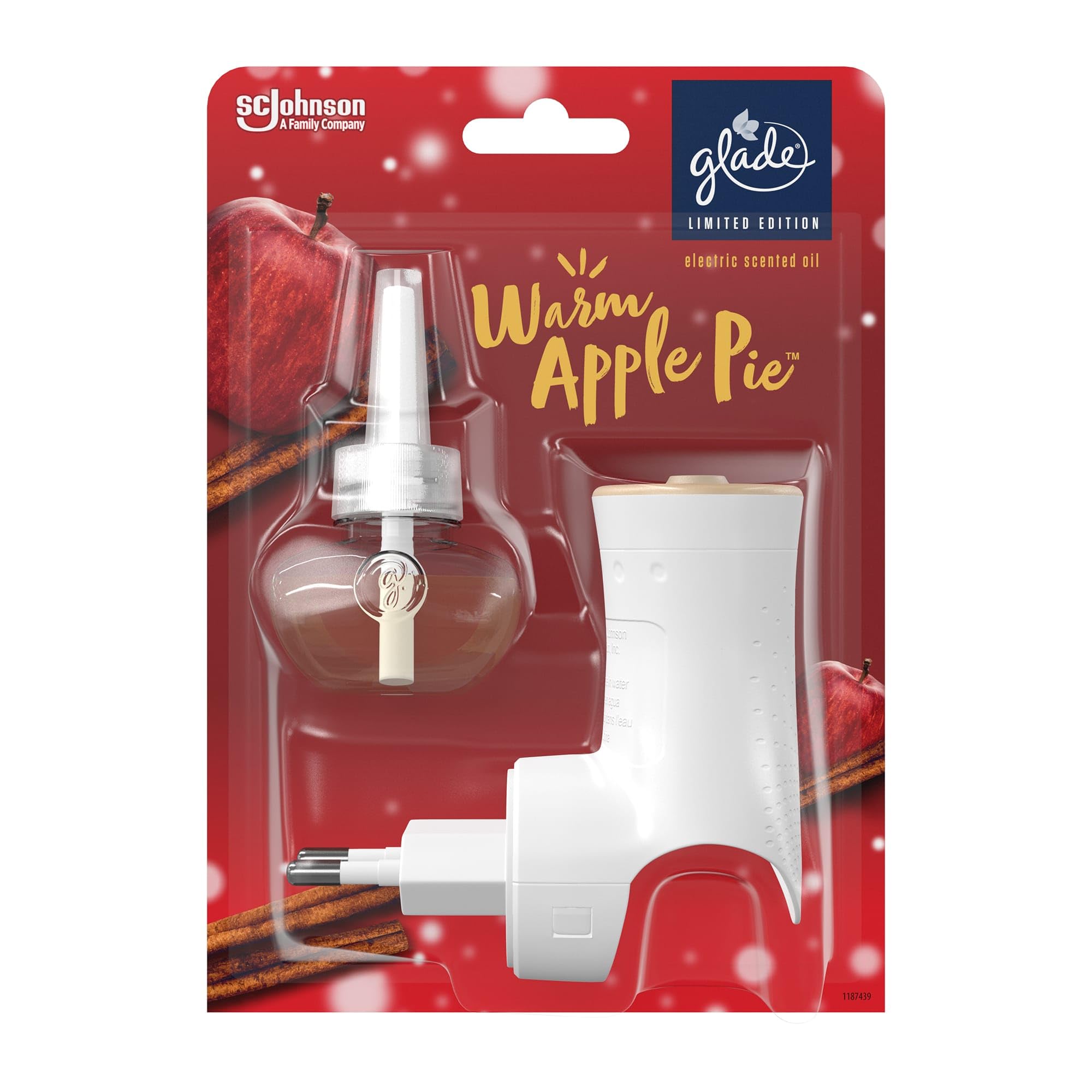 GladePlug in Air Freshener Holder and Refill, Electric Scented Oil Room Air Freshener, Warm Apple Pie, Pack of 4 Starter Kits, (4 x Holder and 4 x 20 ml Refill)