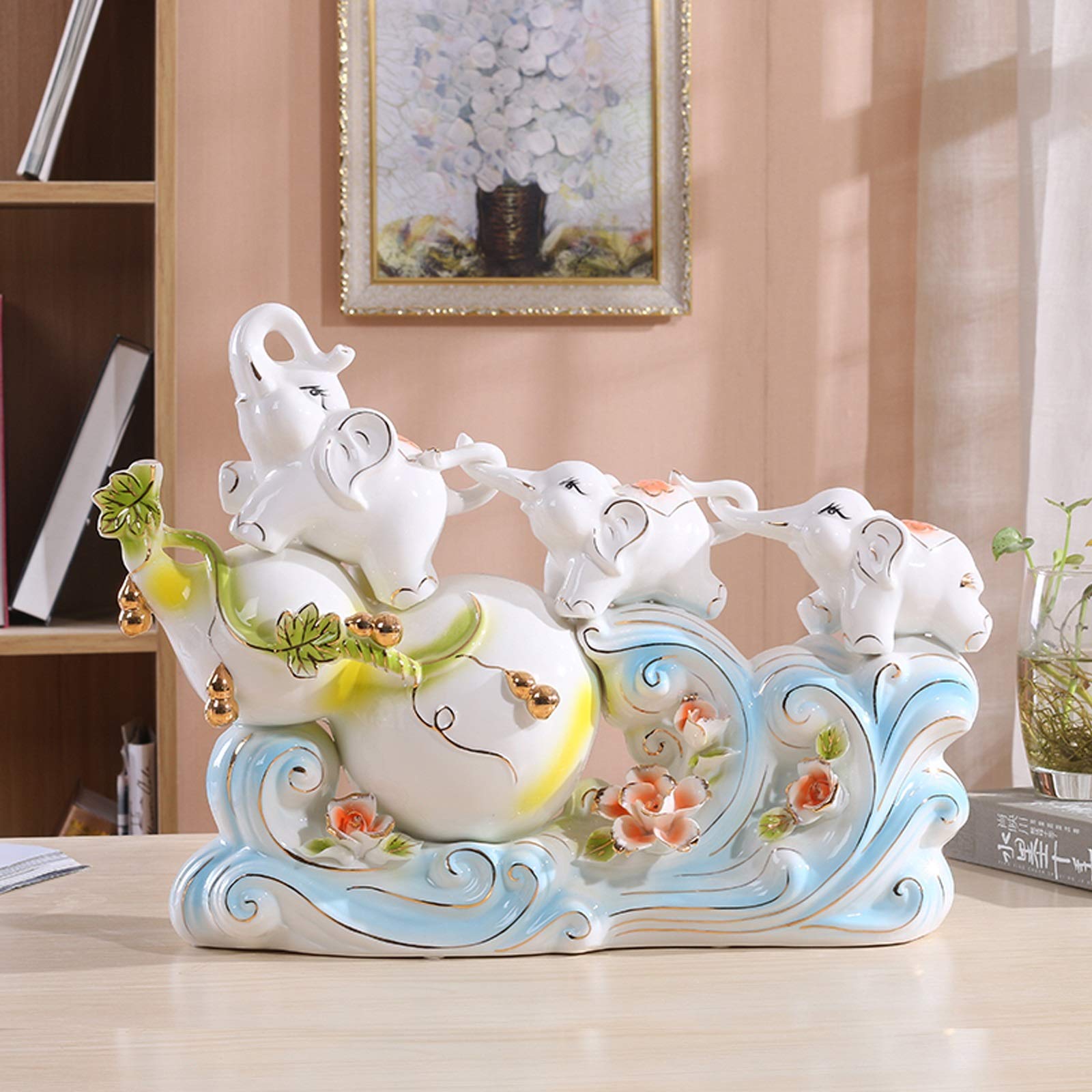 Sculpture Feng shui statuy słonia szczęście figurki Home Decor HouseWarming Gratulacyjny prezent słonia rzeźba zwierzę domowe biuro kolekcja Statue