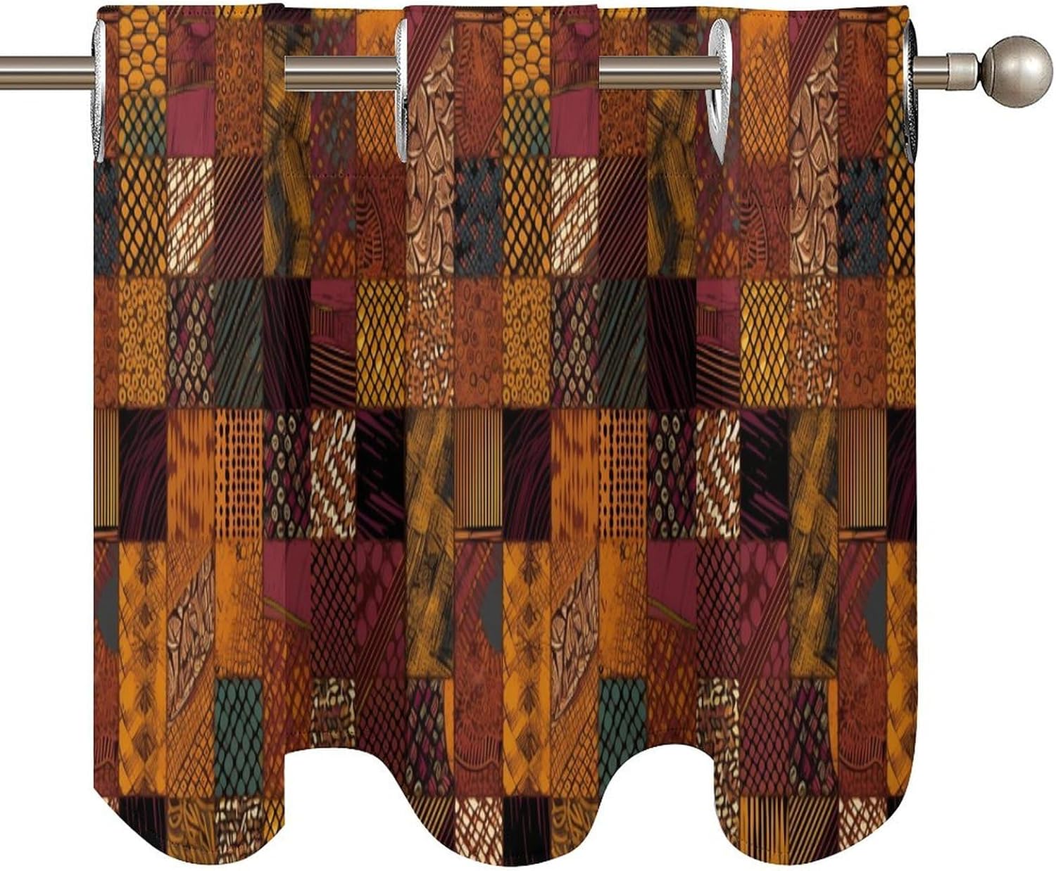 Small Window Curtains, African Style Patchwork Printed Mini Window Curtains Valance, Pocket Window Curtains are Suitable for Homes, Offices, Farmhouses, and Restaurants