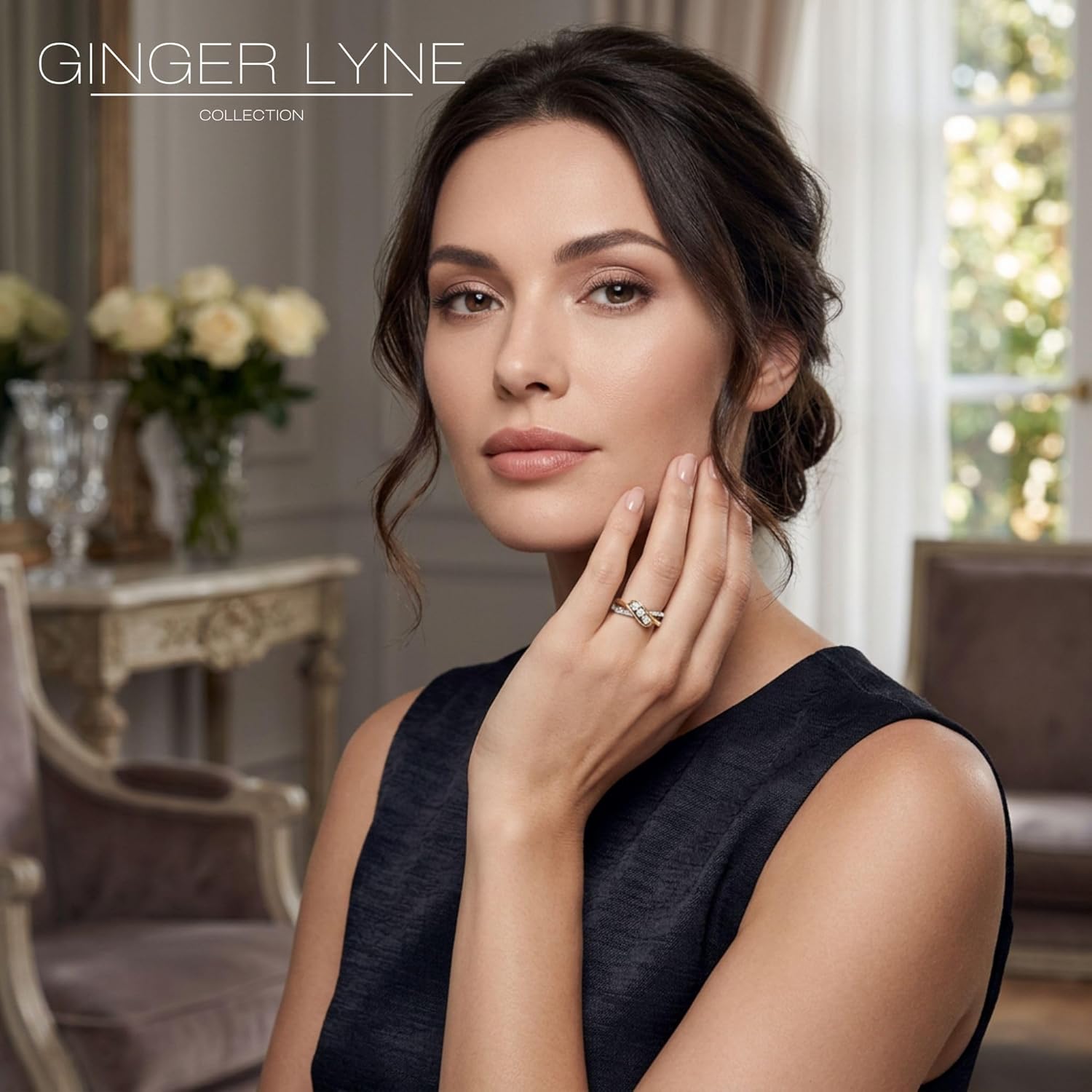 Paden Wedding Ring Set for Women by Ginger Lyne | 3 Stone Cubic Zirconia 925 Sterling Silver Engagement Ring With Matching Wedding Band for Her | Bridal Jewelry for Wife or Girlfriend