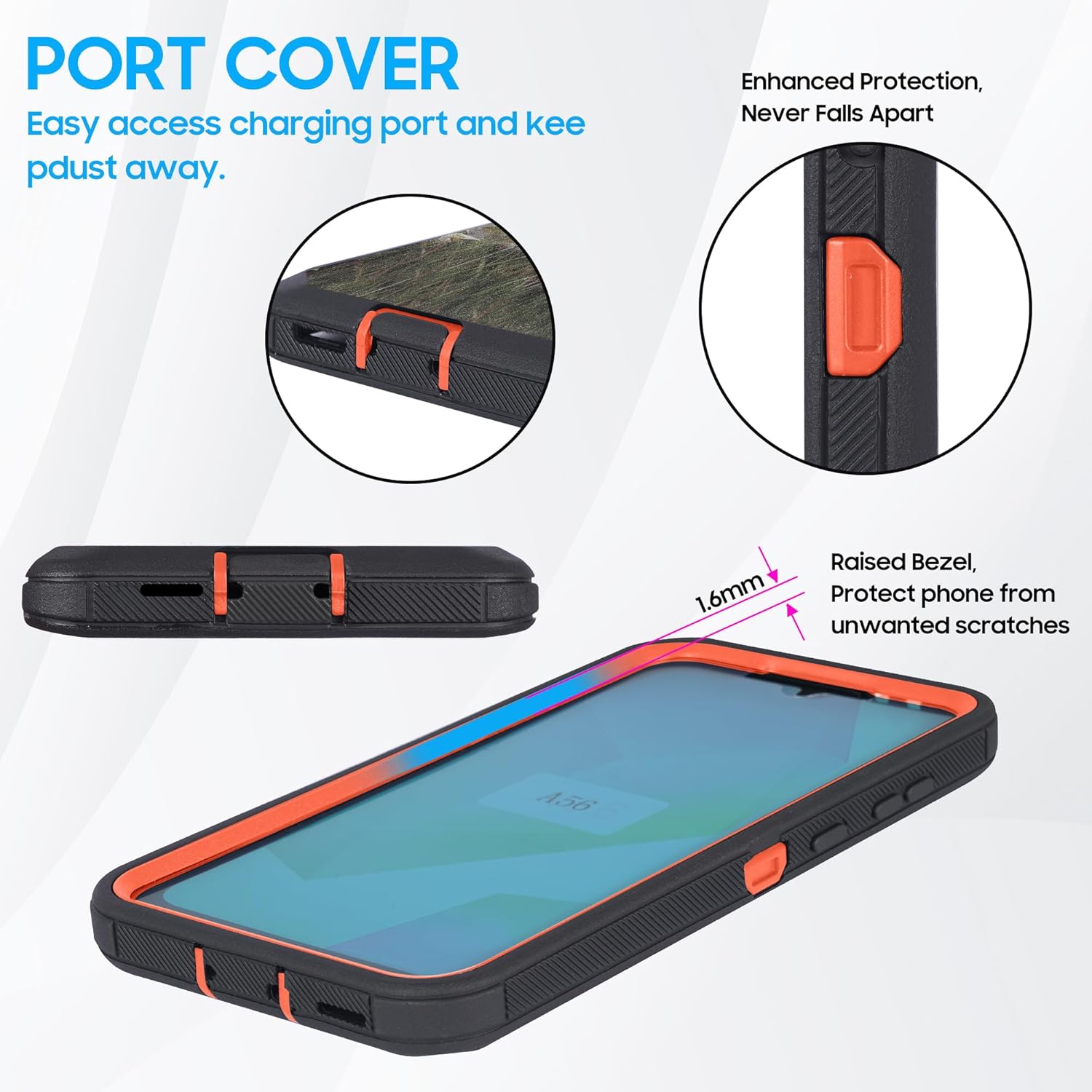 Compatible for Samsung Galaxy A56 5G Case, Built in Screen Protector, Rugged & Durable, with Port Protection, Includes Belt Clip Holster Clip Kickstand (Deer) - Image 5