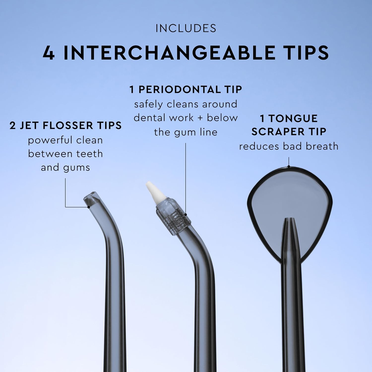 Moon Cordless Water Flosser for Teeth Cleaning, Plaque Removal & Gum Health - Water Pick with Gentle or Deep Clean Mode, 4 Interchangeable Tips & 8 Week Charge - Safe for Braces (1 Count)