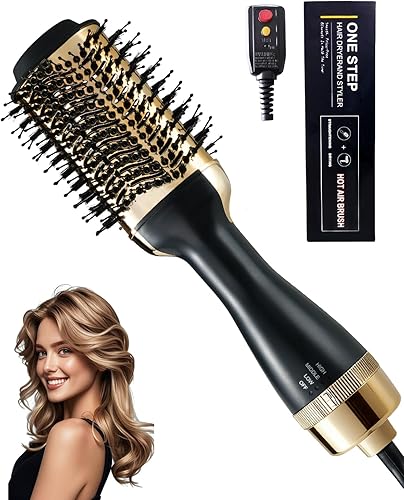Miniatura 10 de Cepillo secador de pelo 4 en 1 – Cepillo de titanio de cerámica iónica, secadora de aire caliente para soplados sin encrespamiento, voluminizador y