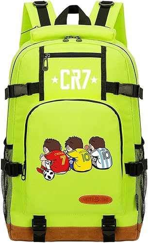 UMocan Cristiano Ronaldo - Mochila ligera CR7 de lona, mochila de viaje casual Messi Neymar para adolescentes, Rojo 2, Mochilas Daypack