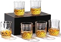 Vista 6 de Diamond Whiskey Glasses Set of 6 with Compact Size, Premium Crystal Bourbon Scotch Glass for Men Dad, Solid Old Fashioned Glass Lowball Bar Glasses