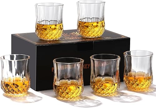 Miniatura 6 de Juego de 6 vasos de whisky de diamante con tamaño compacto, cristal de bourbon escocés de primera calidad para hombres y papá, vasos de barra baja