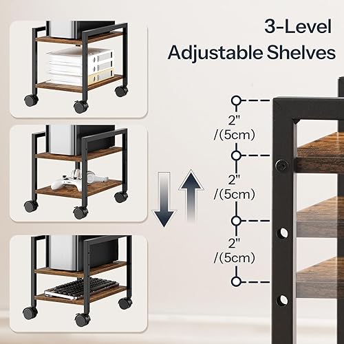 Miniatura 4 de HOOBRO Soporte para PC, soporte de torre de PC de 2 niveles que se adapta a la mayoría de torres de computadora, soporte de CPU para piso, altura