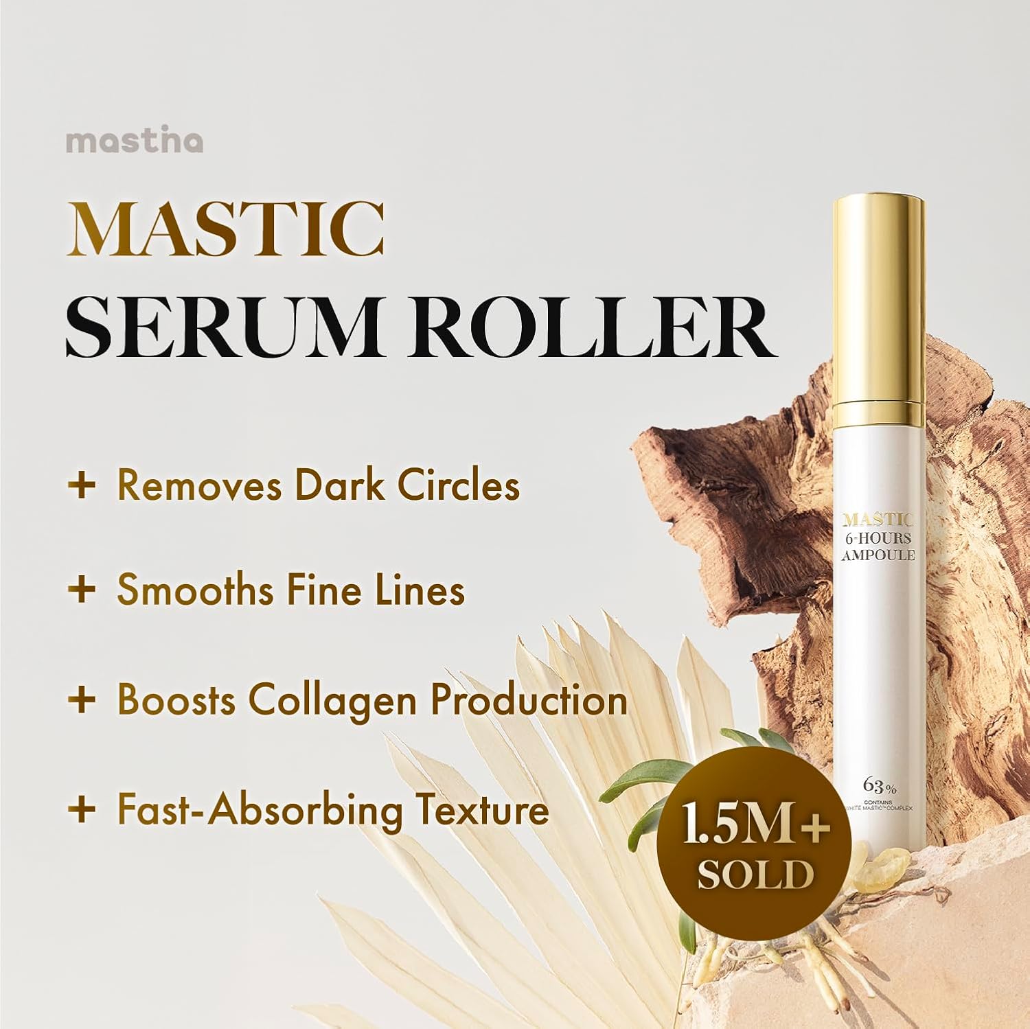MASTINA Mastic Serum Roller - Dark Circle Remover & Eye Serum for Brighter, Firmer Under Eyes, Korean Skin Care, 0.5 fl oz,White Mastic Complex 63% + Tranexamic Acid 2% + Niacinamide 5% - Image 2