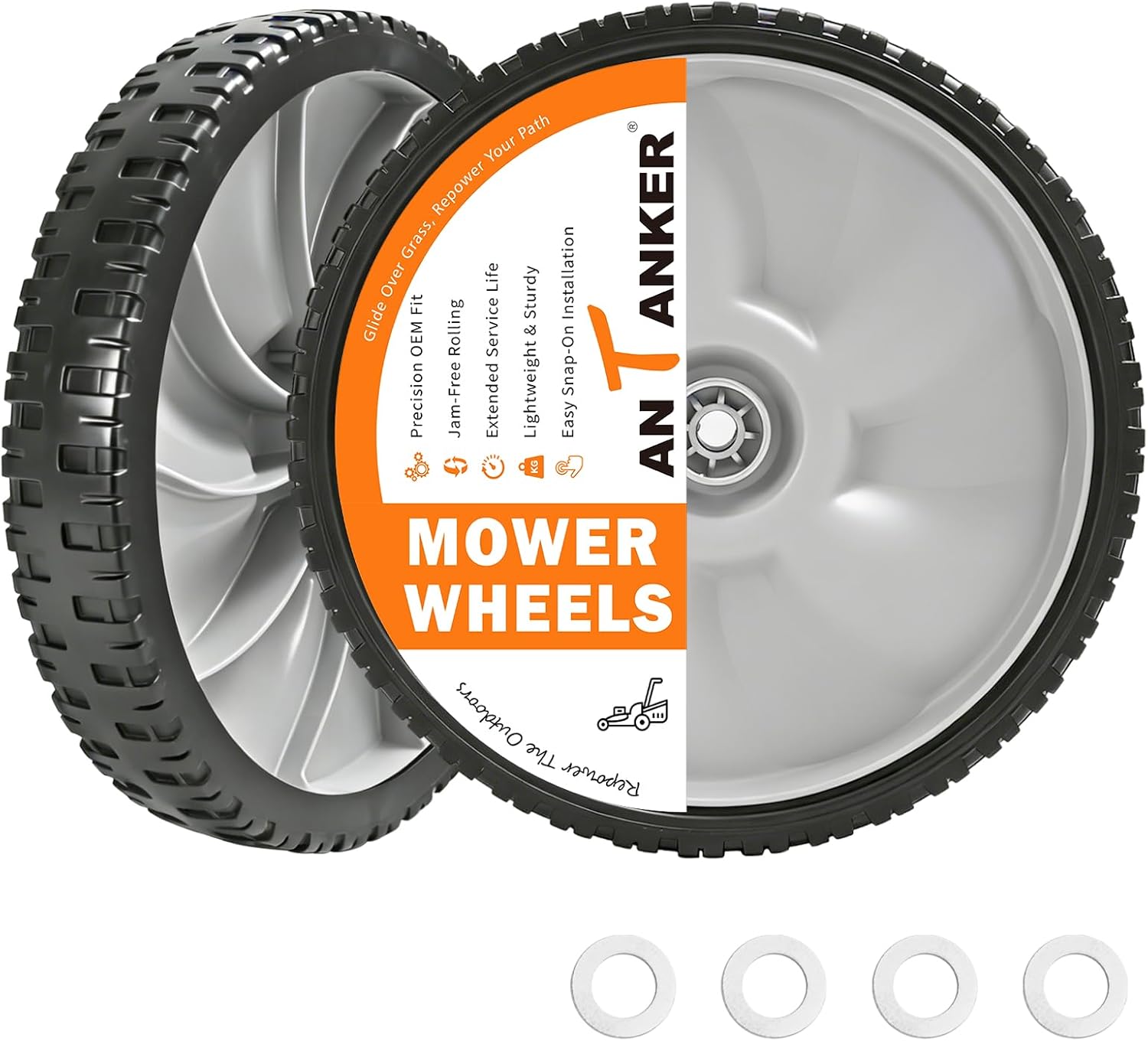 11 Inch Lawn Mower Rear Wheel Replacement, Fits Arnold 490-325-0023, Universal Plastic Wheel for MTD, Craftsman, Toro & More
