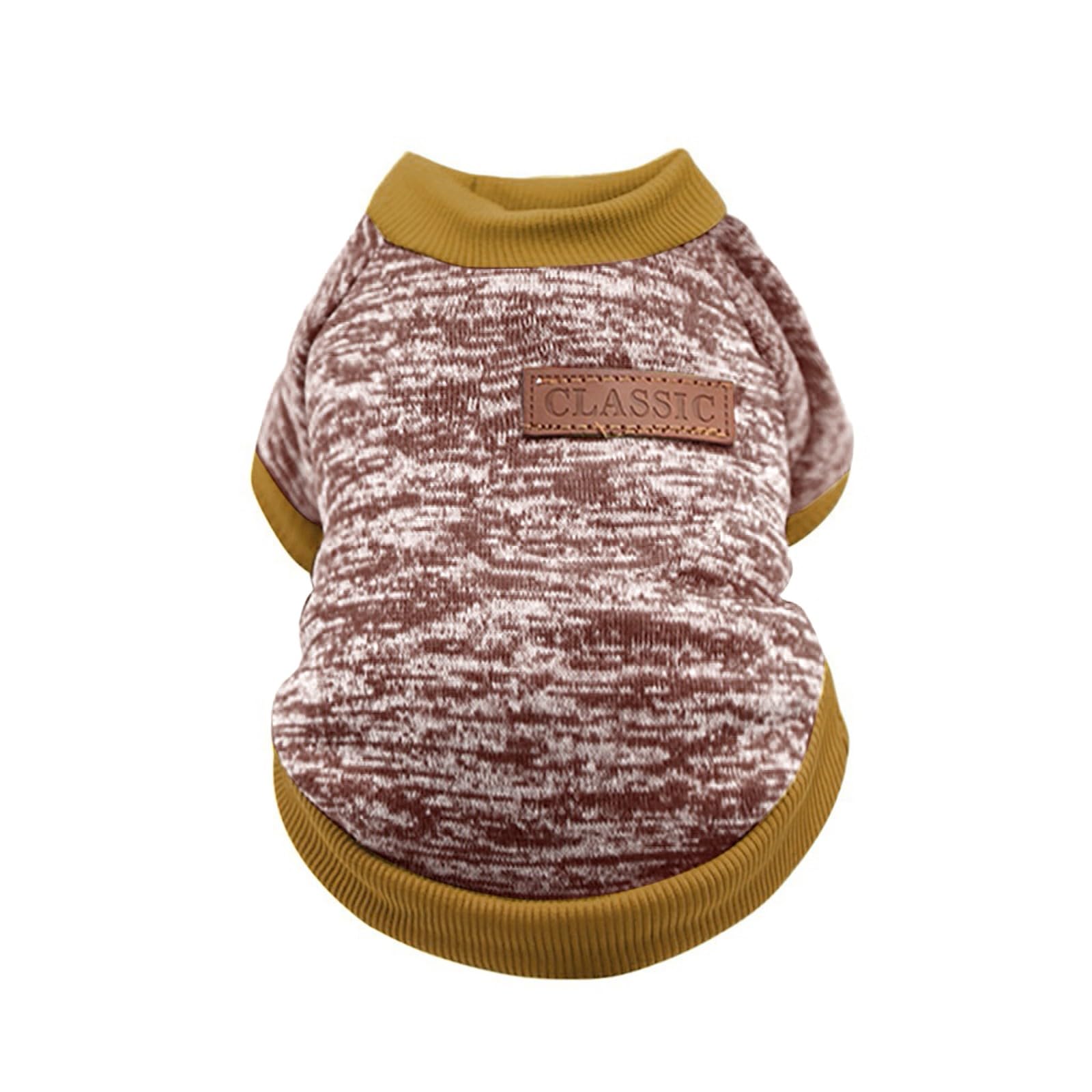 Pet Dog-Puppy Classic Sweater Sweatshirt Clothes Warm Jumper Winter Pet Clothes Hangers (Khaki, M)