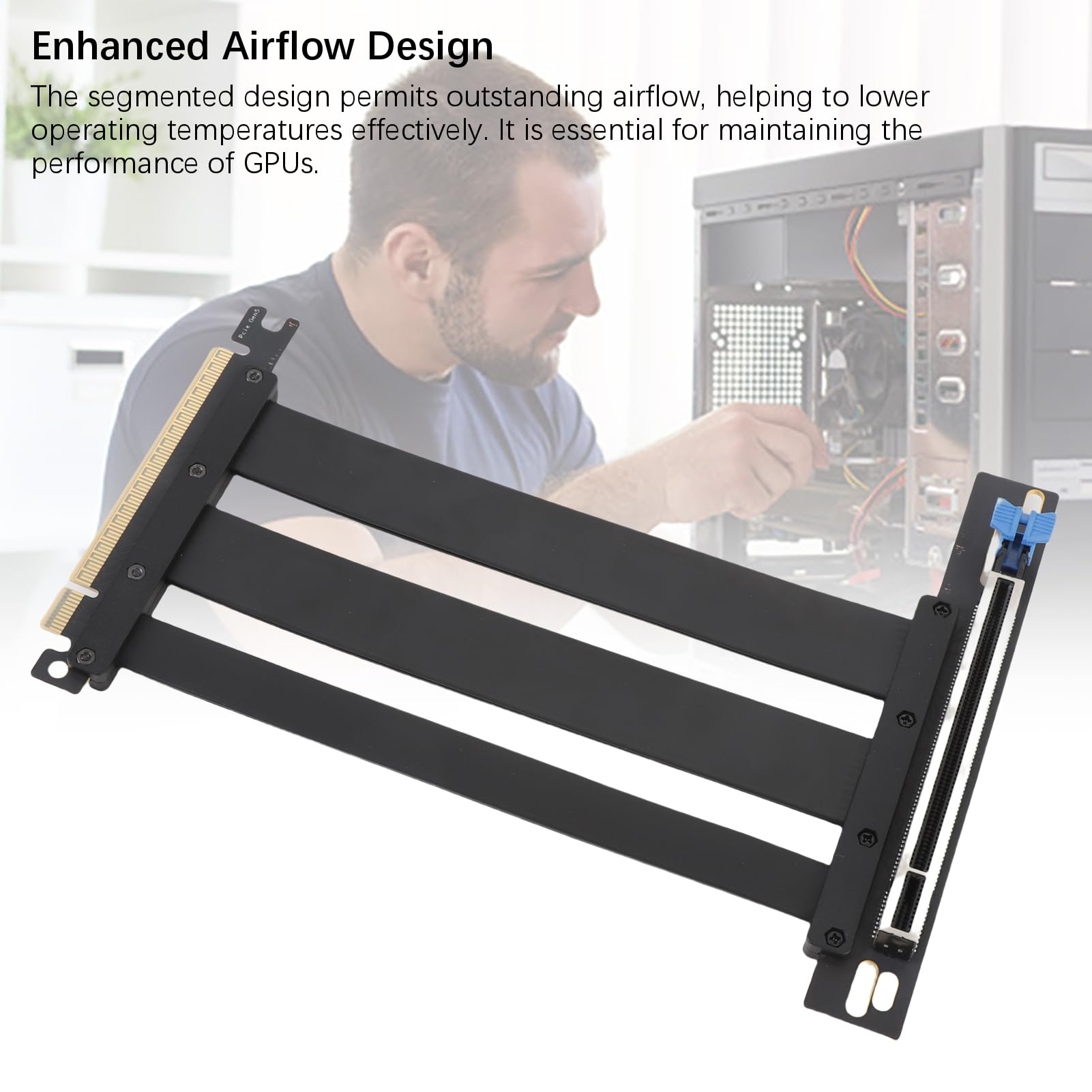 Zunate Kabel Pionowy PCIE 5.0 X16, Gen 5 GPU Graficzna Karta Przedłużacza Kabel Exter -Celd 128 Gbps 90 Stopni Adapter dla 4090 TI, PC Case Server ITX Buduje Systemy Chłodzenia Wody (15 cm)