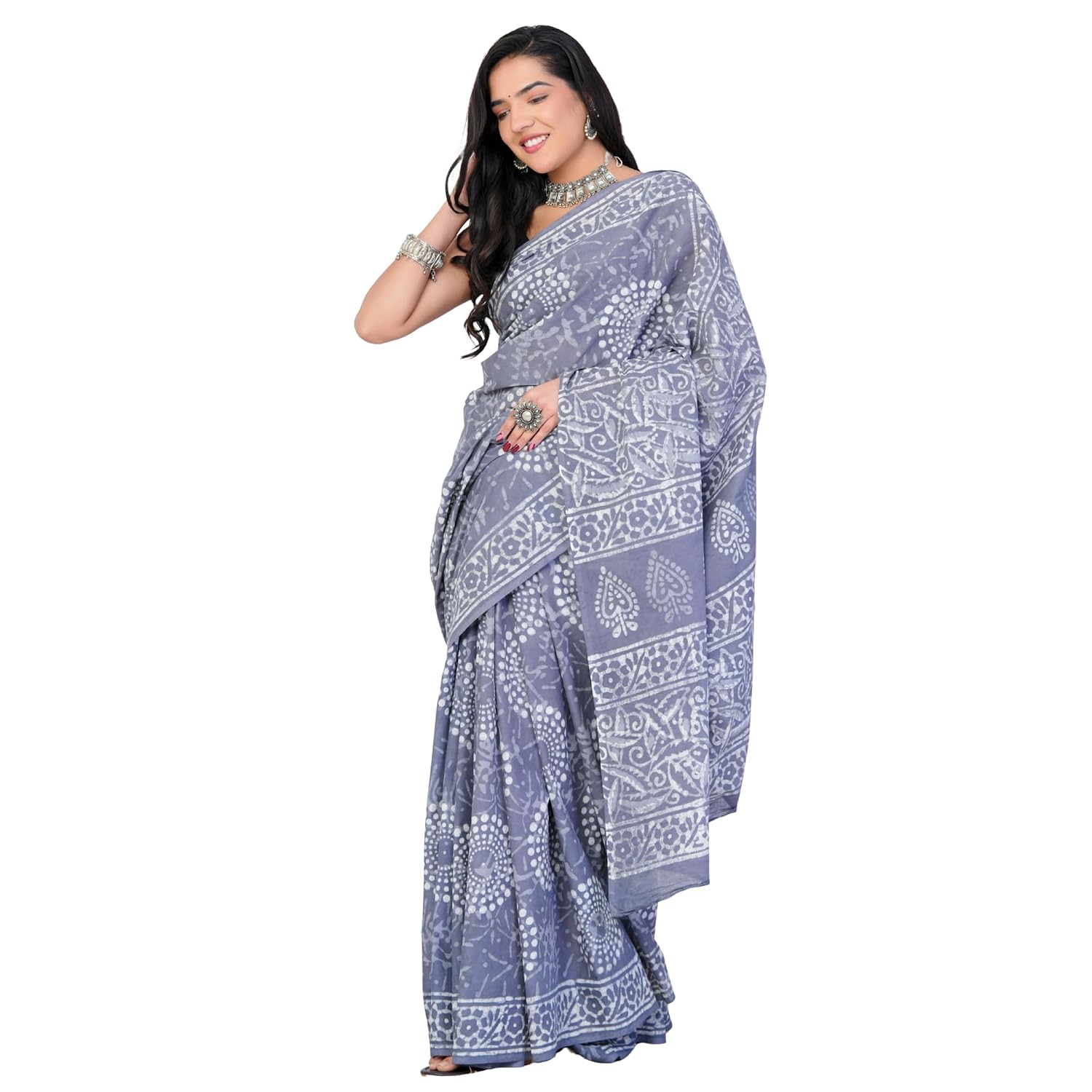Shanjh Women Cotton Mulmul Hand Block Printed Saree with Unstitched Blouse Piece | Lightweight Cotton Saree (5.5 M Saree, ... - Review, Price and Buying Guide