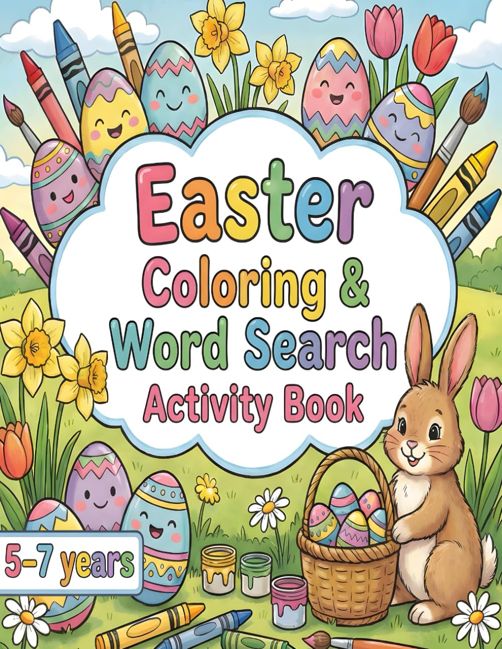 Easter Coloring & Word Search Activity Book: Coloring Pages and Word Search Games for Young Kids | for little learners