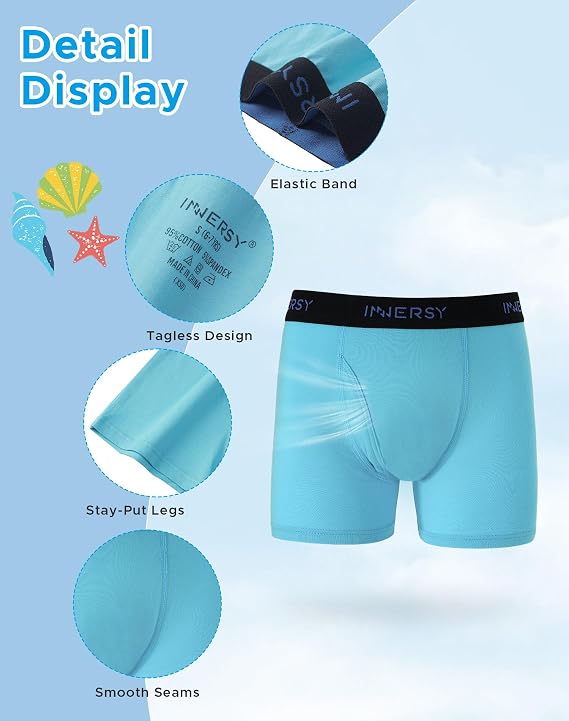 INNERSY Boys' Underwear Cotton Soft Boxer Briefs 5-Pack