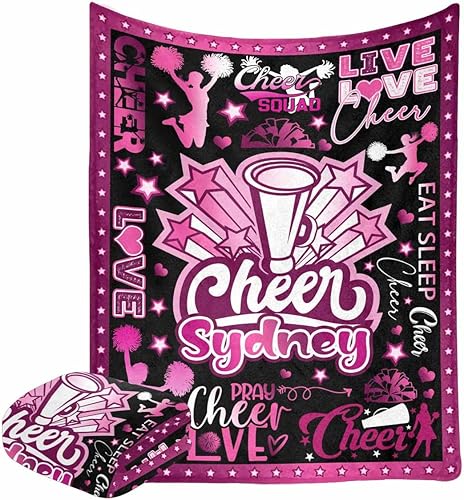 Miniatura 6 de Mantas personalizadas con nombre Cheer Love Manta personalizada para adultos, niños y bebés, mantas personalizadas con monograma, regalos para