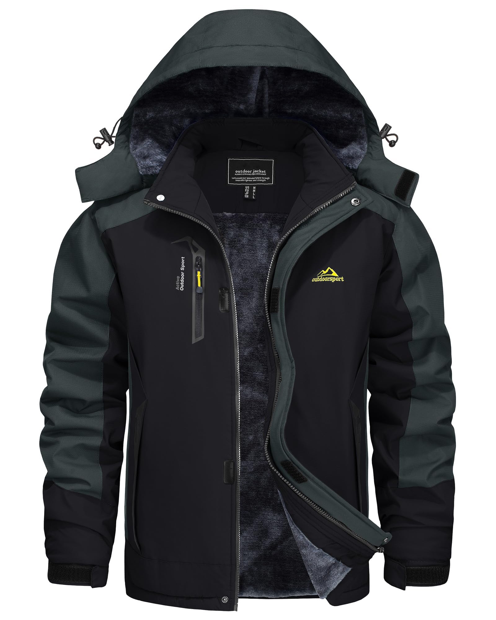 Chaqueta Invierno Hombre Impermeable Esquí con Forro Cálido y Capucha Extraíble