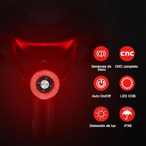 EBUYFIRE Feu Arrière Velo Intelligent avec Détection de Freinage, Feu Arrière USB Rechargeable Étanche IPX6, 3 Modes LED, Lumière Arrière Automatique, Montage Universel pour Vélo - 2