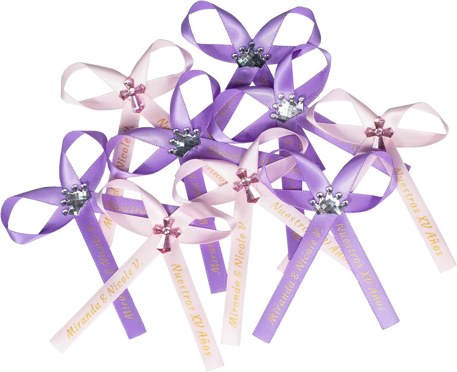 Personalized Ribbons Bows 30 50 100 Pcs,Custom Cut Ribbons with Assembled Bows for Bridal Showers Weddings Birthdays Baby Showers Customized Party Favors with Names