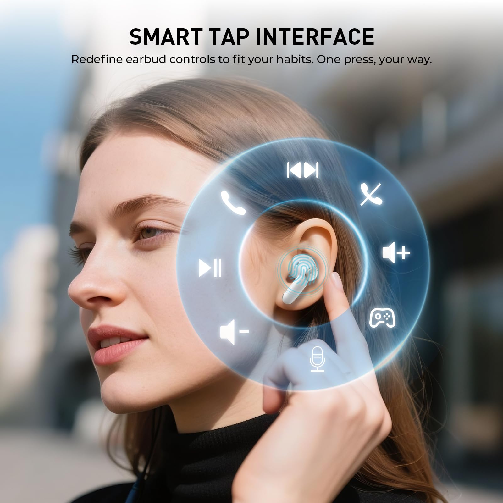 havit Hybrid Active Noise Cancelling Wireless Earbuds, Bluetooth 6.0 in-Ear Headphones, 6 Mics ENC Clear Call Ear Buds, 30+H Playtime, 3D Spatial Audio, Custom EQ via App, IPX5 Waterproof Grey view 8