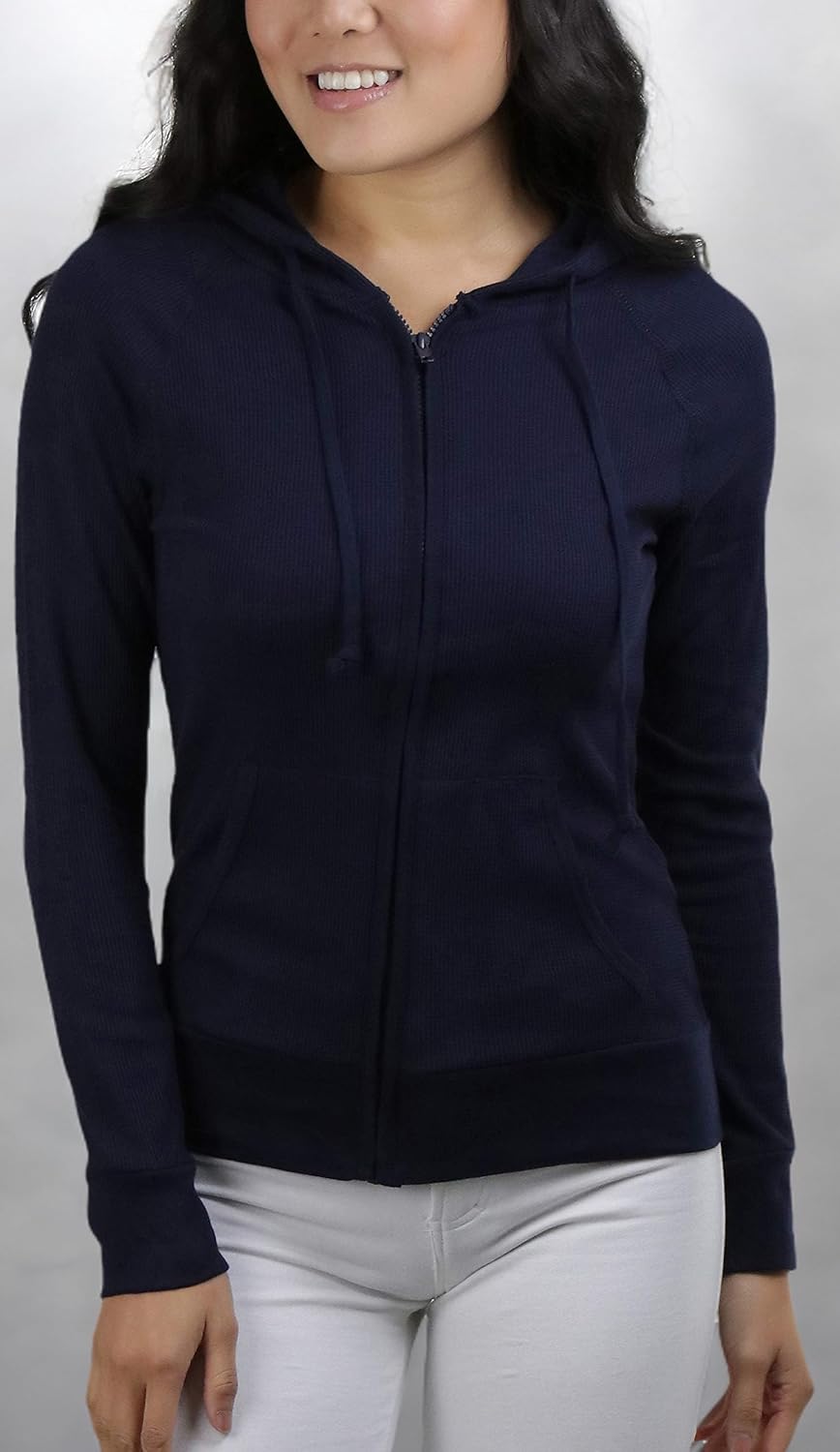 ToBeInStyle Women's Long Sleeve Full Zip-Up Thermal Hoodie - Image 7