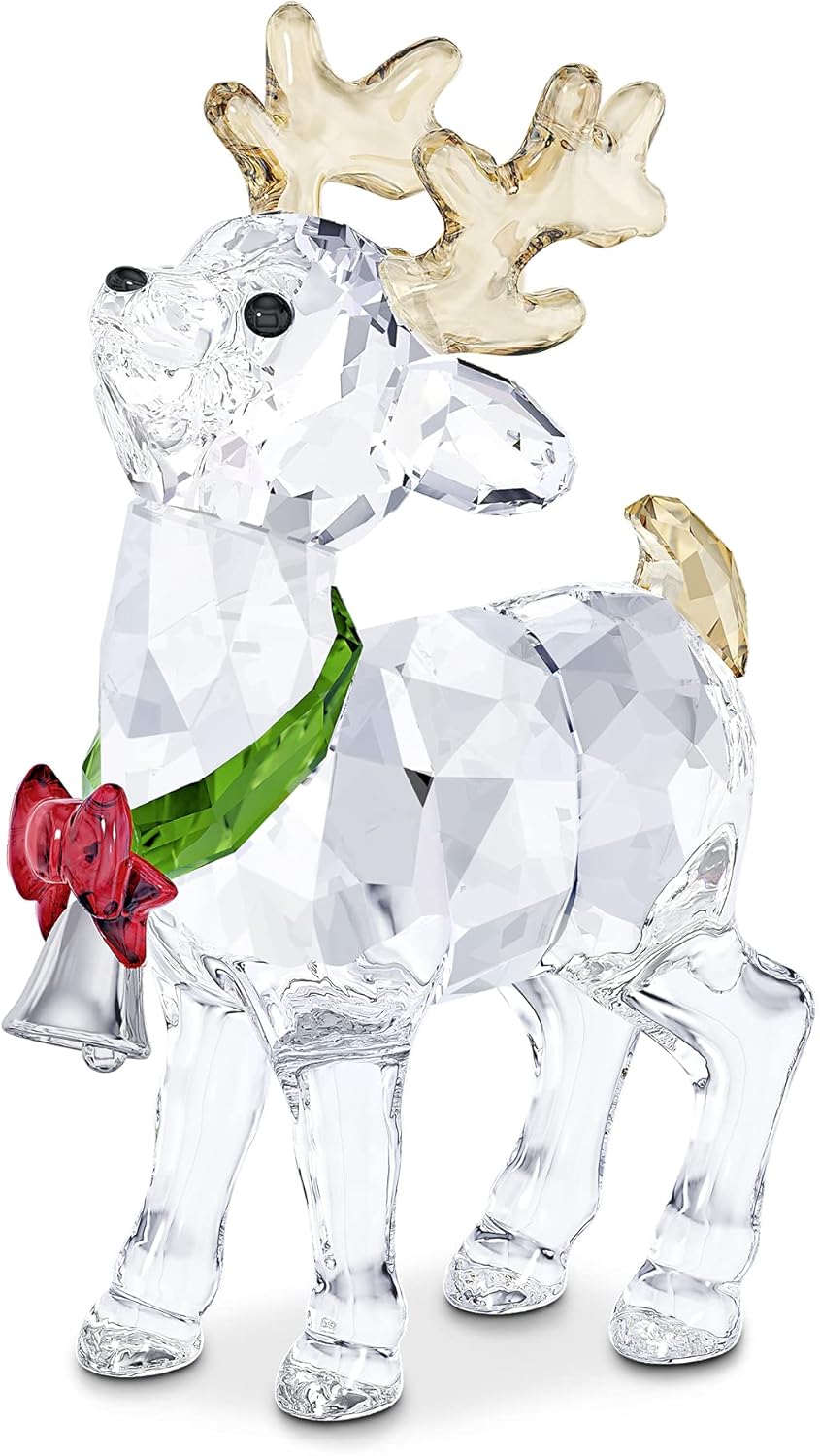 Swarovski Crystal Reindeer, Clear Crystal with features of Coloured Crystal, from the Joyful Ornaments Collection, Metal/Multicoloured