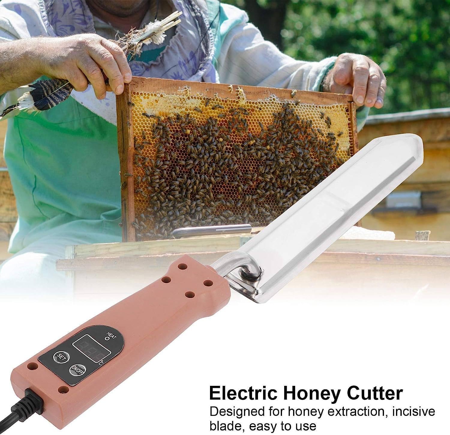 Coltello Elettrico per Disopercolare Il Miele, Strumenti per l'apicoltura, Coltello Caldo per disopercolare Il Miele con Controllo della Temperatura 50-180 ℃, con Funzione di Memoria Strumenti